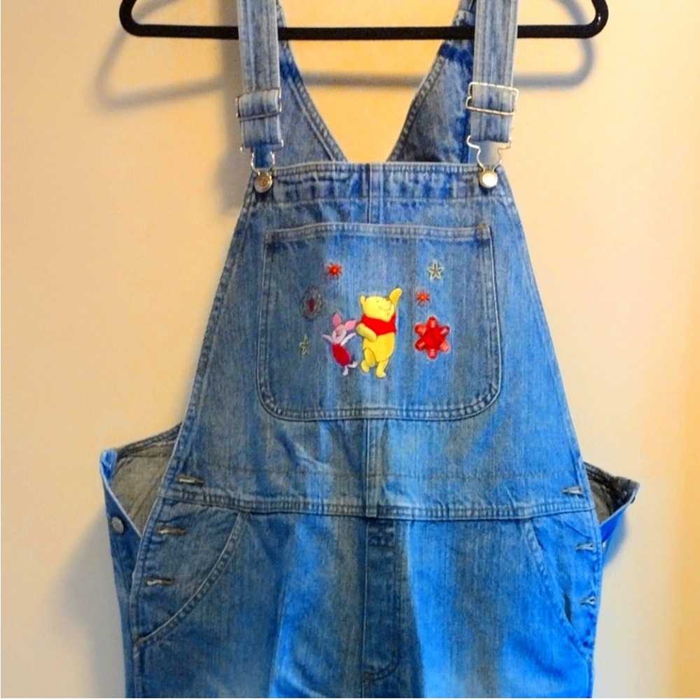 Denim Overalls with Winnie the Pooh Embroidery